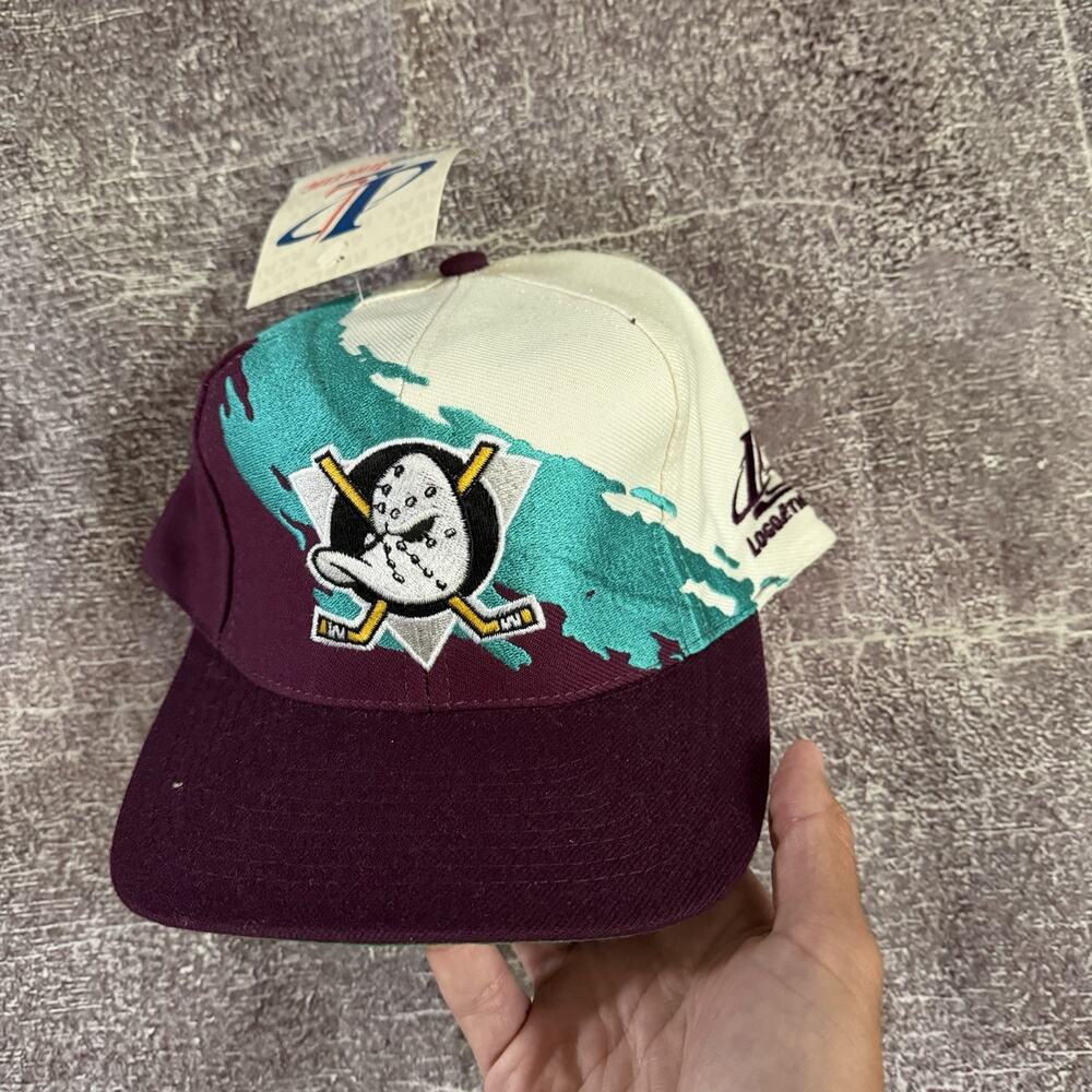 NWT Men's Vintage 90s Logo Athletic Anaheim Mighty Ducks Splash Snapback Hat Cap